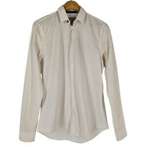 ZARA MAN Print Edition Button-Up Slim Fit Shirt White Size Small NWT